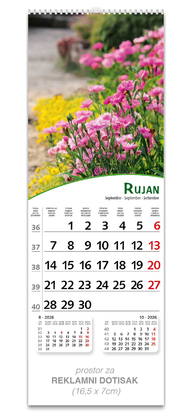 Uski zidni kalendar “Pogled s cvijećem” - Slika 10