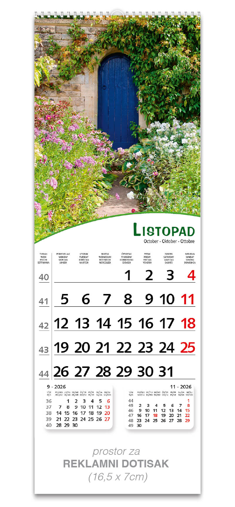 Uski zidni kalendar “Pogled s cvijećem” - Slika 11