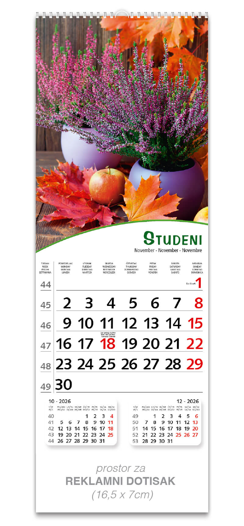 Uski zidni kalendar “Pogled s cvijećem” - Slika 12