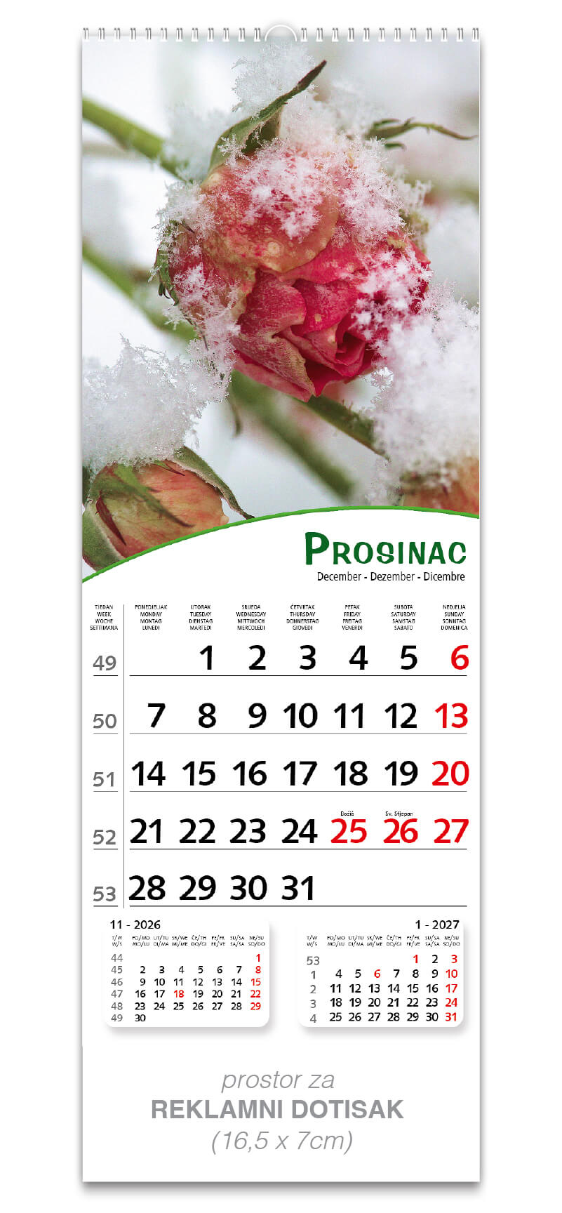 Uski zidni kalendar “Pogled s cvijećem” - Slika 13