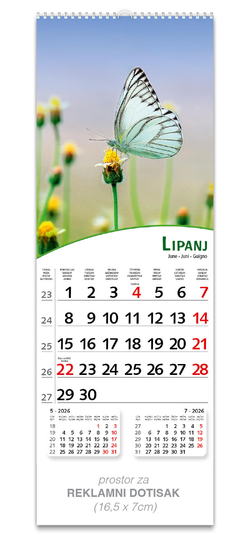 Uski zidni kalendar “Pogled s cvijećem” - Slika 7