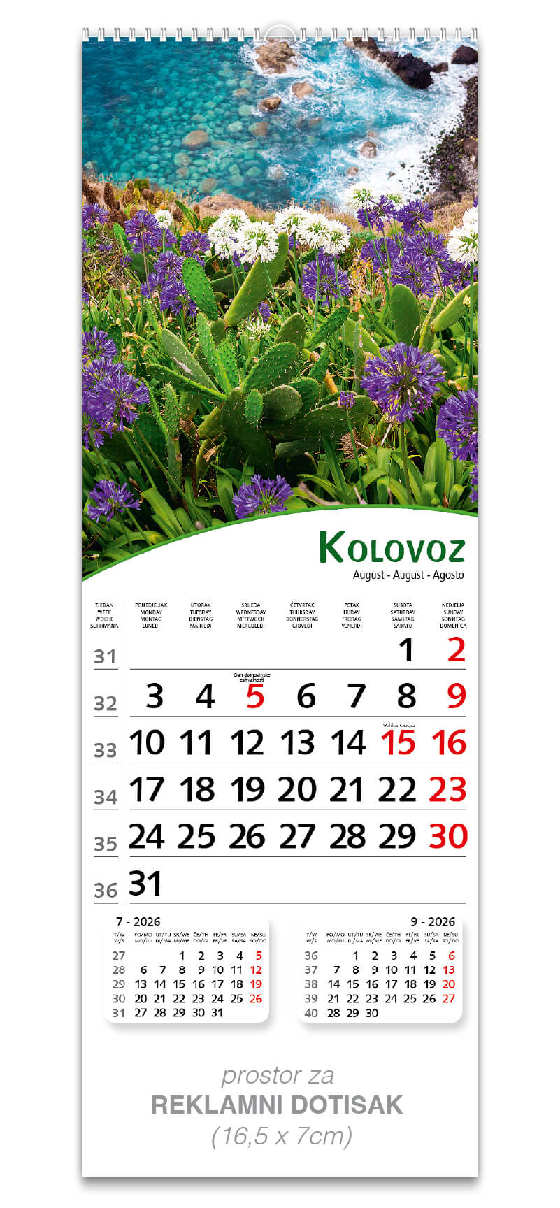 Uski zidni kalendar “Pogled s cvijećem” - Slika 9