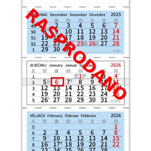 Četverodjelni plavi poslovni kalendar
