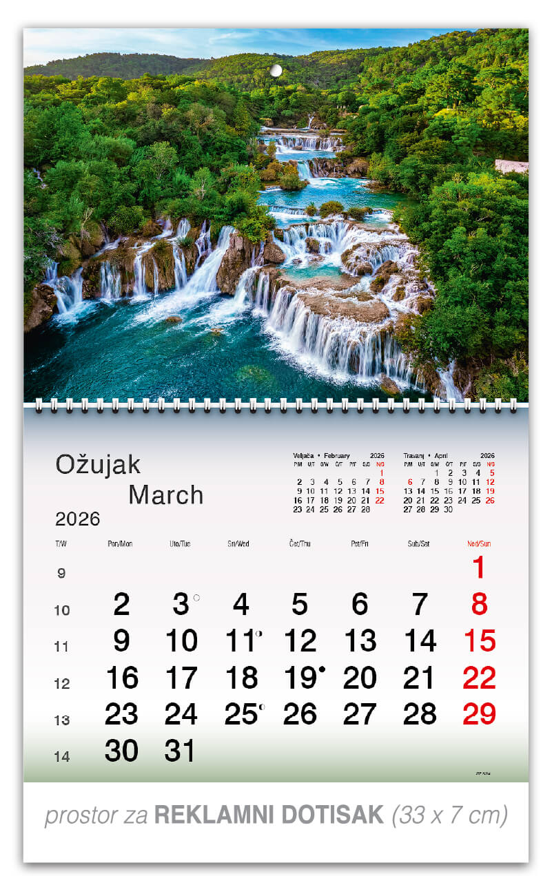 Preklopni zidni kalendar “Plavo zelena Hrvatska” - Slika 4