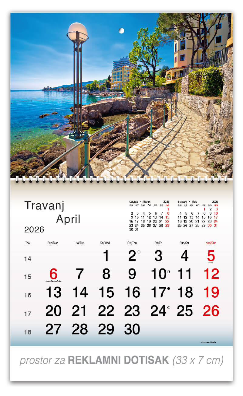 Preklopni zidni kalendar “Plavo zelena Hrvatska” - Slika 5