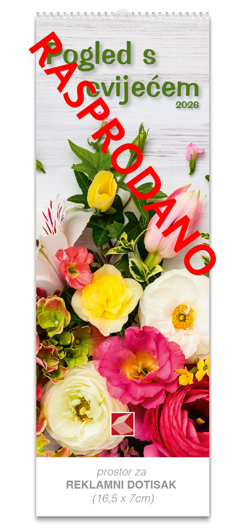 Uski zidni kalendar “Pogled s cvijećem”