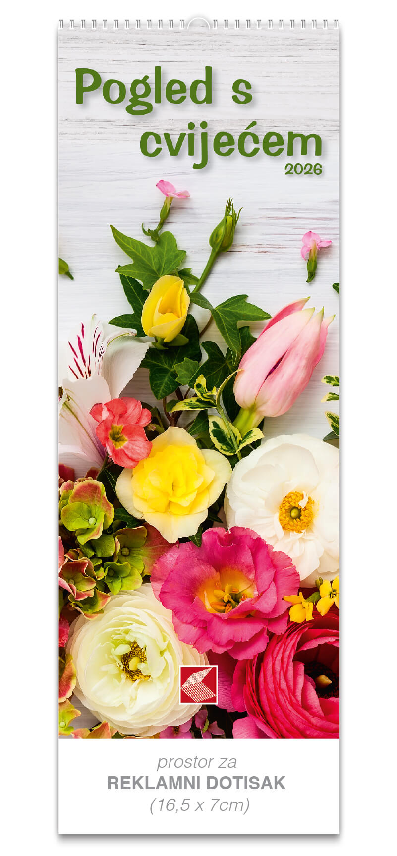 Uski zidni kalendar “Pogled s cvijećem”