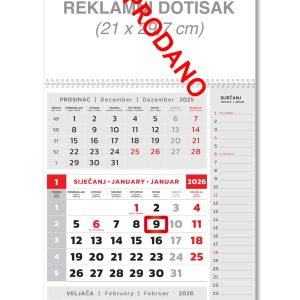 Veliki note crveni poslovni kalendar